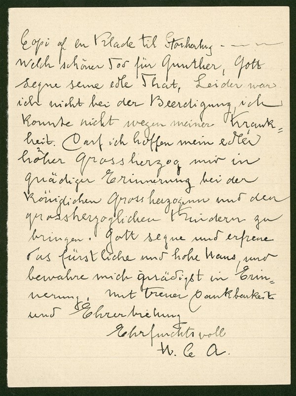 Brev fra H.C. Andersen til Carl Alexander (02/06-1874)